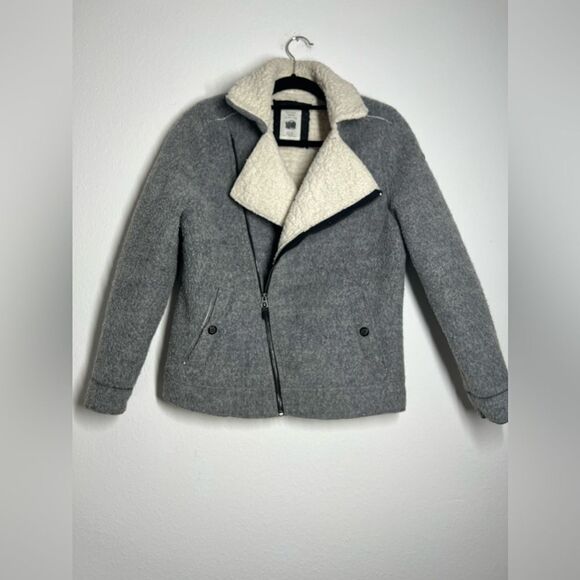 Zara Wool Jacket Coat Aviator Faux Fur Size 13-14Boys Gray White